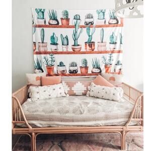 New oversized cactus succulent whimsical wall hanging tapestry boho plant lover